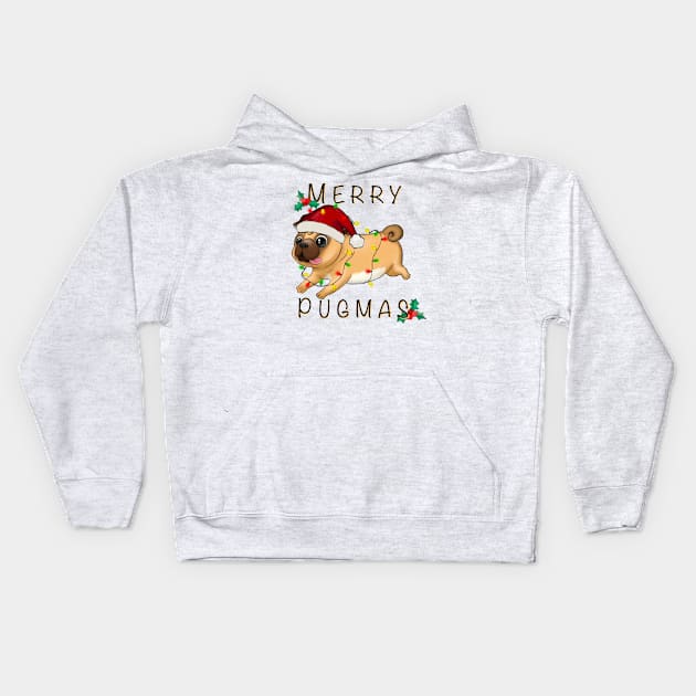 Merry Pugmas Kids Hoodie by TeesByKimchi